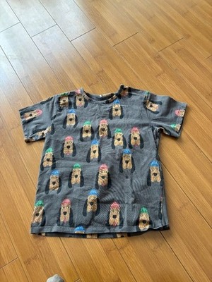 Mini Rodini Bloodhound AOP SS T-shirt Grey Kid's 9-11 YO