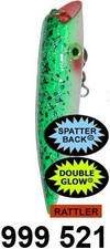 SIL ACE HI 5"PLUG SGL HK GLW GRN SPATTER BACK(SINGLE HOOK WITH RATTLE)
