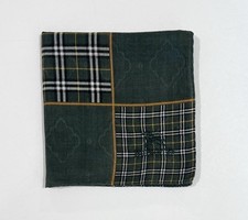 MEN HANDKERCHIEF BURBERRY Green Check PLAID Woven Fabric COTTON POCKET SQUARE20