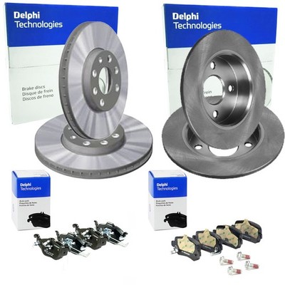 DELPHI BREMSSCHEIBEN + BELÄGE VORNE + HINTEN passend für OPEL ASTRA G