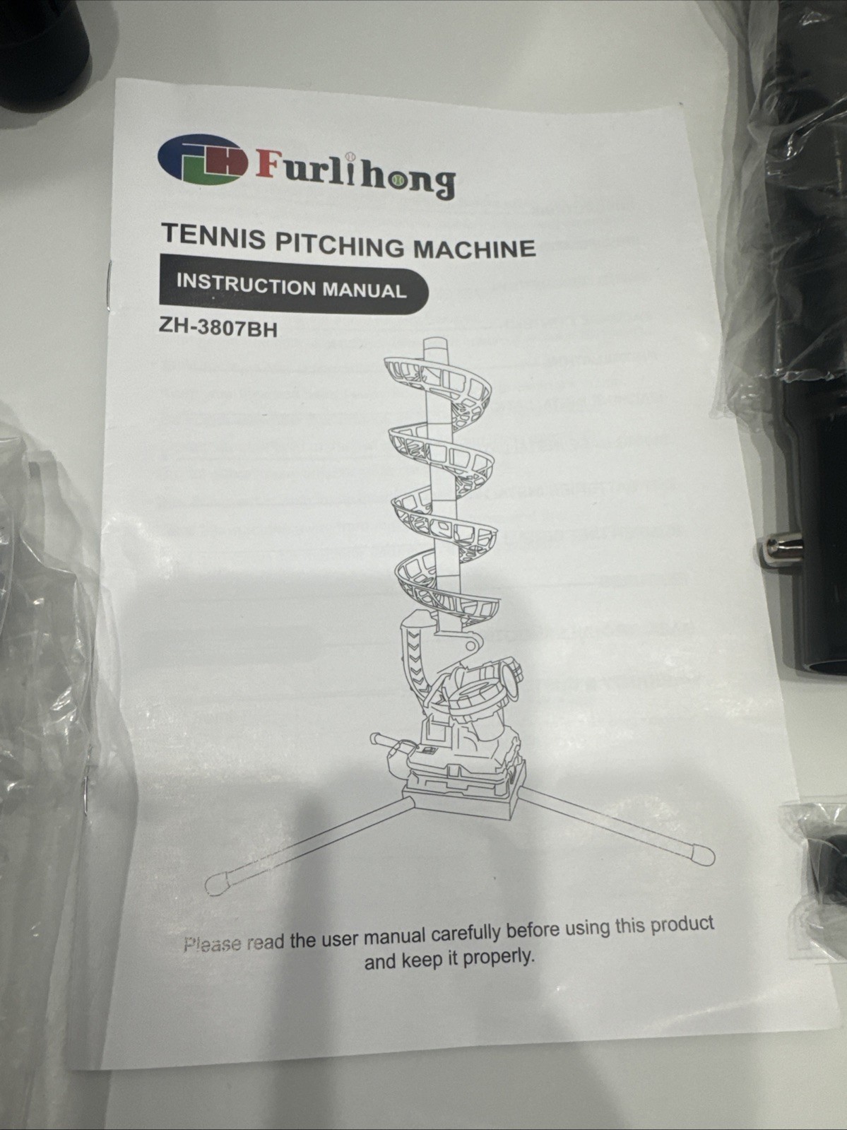 Furlihong 3807BH Tennis Ball Machine with Triangular Base, Adjustable Speeds