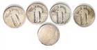 Standing Liberty & Barber Quarters 90% Silver Cull Lot of 5 - 28.9 Grams
