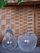 Taiwan Crackle Art Glass Apple & Pear Figurines