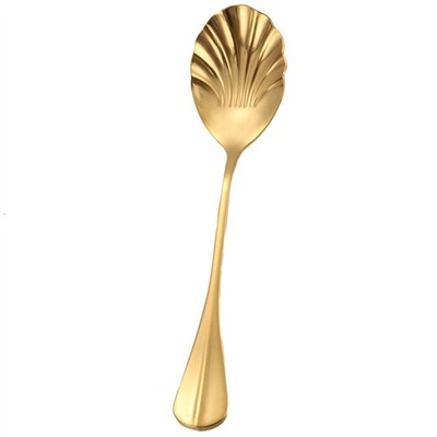 Elegant Shells-Shaped Stainless Steel Spoon with Extended Handle for Desserts