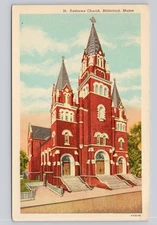 Vintage St. Andrews Church Biddeford Maine Photochrome Postcard