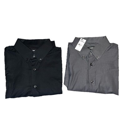 Express 1MX Black/Gray Slim Fit Dress Shirt Men s Size M Button Up Long Sleeve