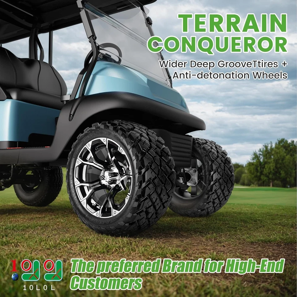 14’’ Golf Cart Wheels Rims & 23x10-14 All Terrain Tires for Yamaha EZGO Club Car - Image 2 of 4