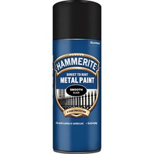 Hammerite Smooth Black Metal Paint 400ml Aerosol for Gates Railings Rust