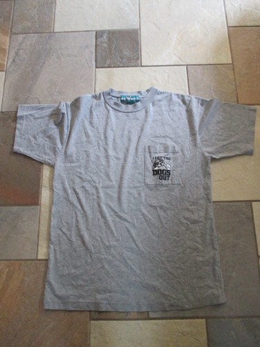 BIG DOGS Men's Gray Crew Neck T-Shirt "I LET THE DOGS OUT" ~ Size Small, S