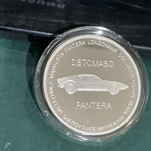 1 OZ Detomaso PANTERA  .999 FINE SILVER Round - # 36 - Uncirculated in Case