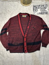 Vintage Cardigan XL Code Zero Sweater Red Patches 80s