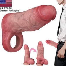 Thick Penis Sheath Male Bigger Sleeve Girth Reusable Condom Extender Enlarger US