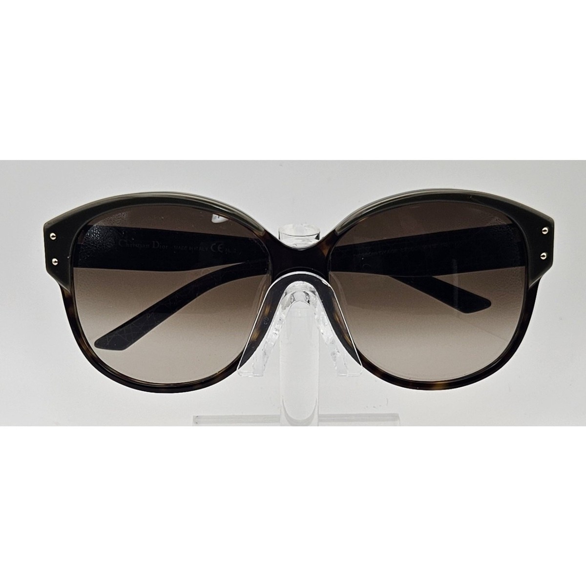 Authentic Dior Oversized Tortoiseshell Sunglasses Gold Logo Arms Made in Italy Christian Dior Acetate DiorID2 Sunglasses i Tortoiseshell  main image 4