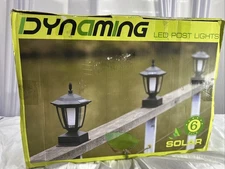 Dynaming Black Solar Powered Waterproof 3000K Warm White LED Post Light 6 Pack