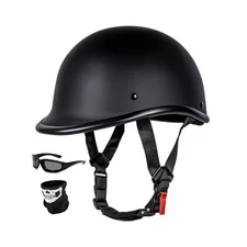 Vintage Motorcycle Helmet - Half Face, Lightweight, DOT Approved