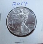 2014 - 1 Oz Silver Eagle One Dollar Coin Uncirculated in Cardboard Flip Case