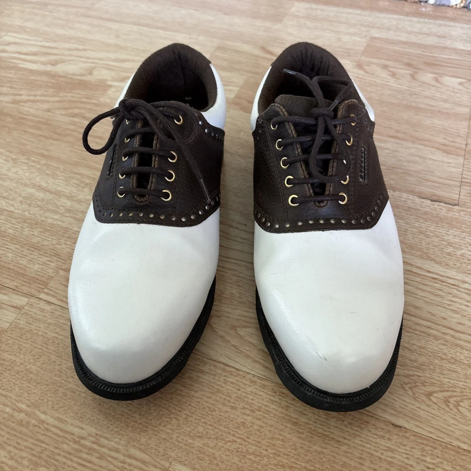 Dunlop Golf Saddle Oxford Brown White Leather Round Toe Lace Up Shoes Size 8 - Image 3 of 4