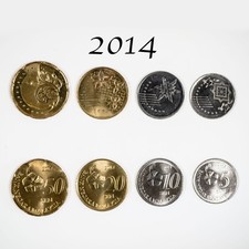 ST  MALAYSIA 2014 SET OF 4 COINS - 5 / 10 / 20 / 50 SEN KM #201-204, BU / UNC