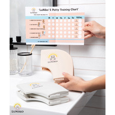 LuNiko Foldable Potty Training Toilet Seat Beige Reward Chart With Travel Bag