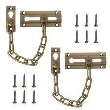 2Pcs Door Chain Lock Security Door Chain Latch Guard for Home Bronze