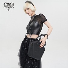 Devil Fashion Women Black Gothic Punk Pentagram Pu Leather Chain Shoulder Bag