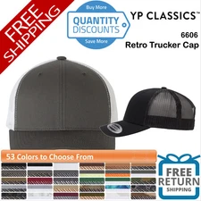 🔥 YP Classics Men Retro Trucker Cap Hat six-panel, mid-profile Snapback 6606