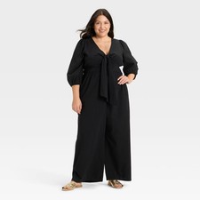 Women's Flutter Elbow Sleeve Tie-Front Jumpsuit - Ava  Viv