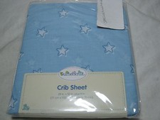 New Summersault Boys Stars Crib Fitted Sheet - Blue and White 28x52 NIP