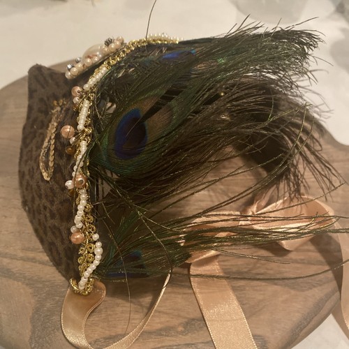 Venetian PeacockFeather Animal Print Mardi Gras Masquerade Ball Mask Halloween - Picture 6 of 10