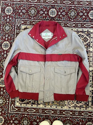 Vintage Pacific Trail Jacket Men’s L Red Tan Windbreaker