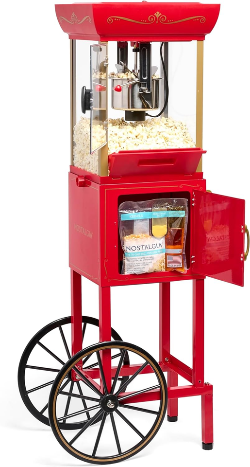 Nostalgia Popcorn Maker Machine Professional Cart with 2.5 Oz Kettle