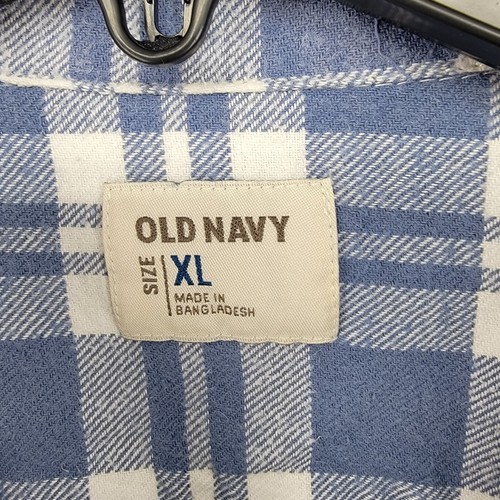 Old Navy Mens Shirt Flannel Heavy Blue Plaid XL Button Up Long Sleeve Work Cozy - Picture 2 of 9