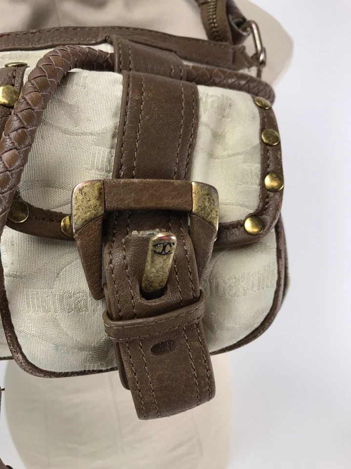 Bolso de Mano Roberto Cavalli Just Cavalli Cuero y Lona Bolso con Hebilla Envío Rápido Foto 3 de 4