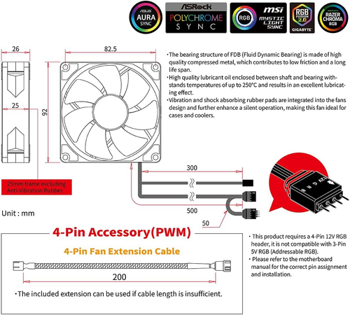 Scythe Kaze Flex 92Mm RGB LED Fan, PWM 300-2300 RPM, No Controller Included, Sin - Picture 7 of 12
