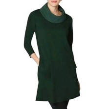 Pure Jill Dark Womens XL Olive Green Cowl Neck Pocket Tunic Dress Size 