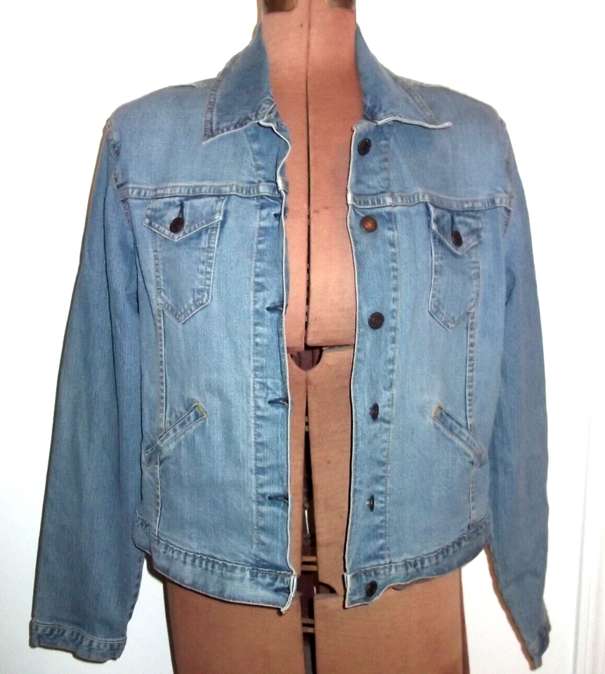 LEVI STRAUSS SIGNATURE Vaqueros Azul Denim Manga Larga MEZCLA Botón CHAQUETA/Talla L Foto 2 de 4