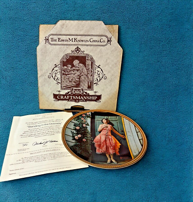 Norman Rockwell Vtg Plate 7th Issue Standing in the Doorway #2500A w/Box & COA