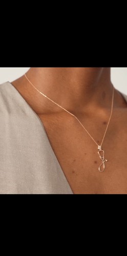 14K Solid WHITE Gold With Diamond Stethoscope Necklace- Huge Discount - Picture 8 of 9