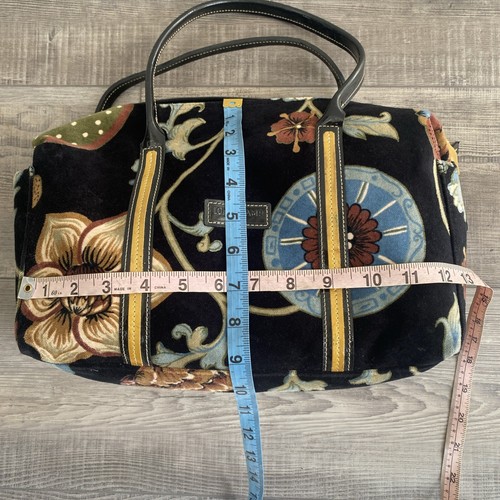 Longchamp Black Velvet Vintage Floral Print Purse Bag - Picture 17 of 20