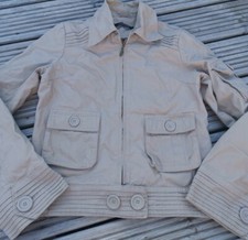 Womens Classic Short Jacket Beige 90's Y2k Smart Casual Retro Oversized Pockets