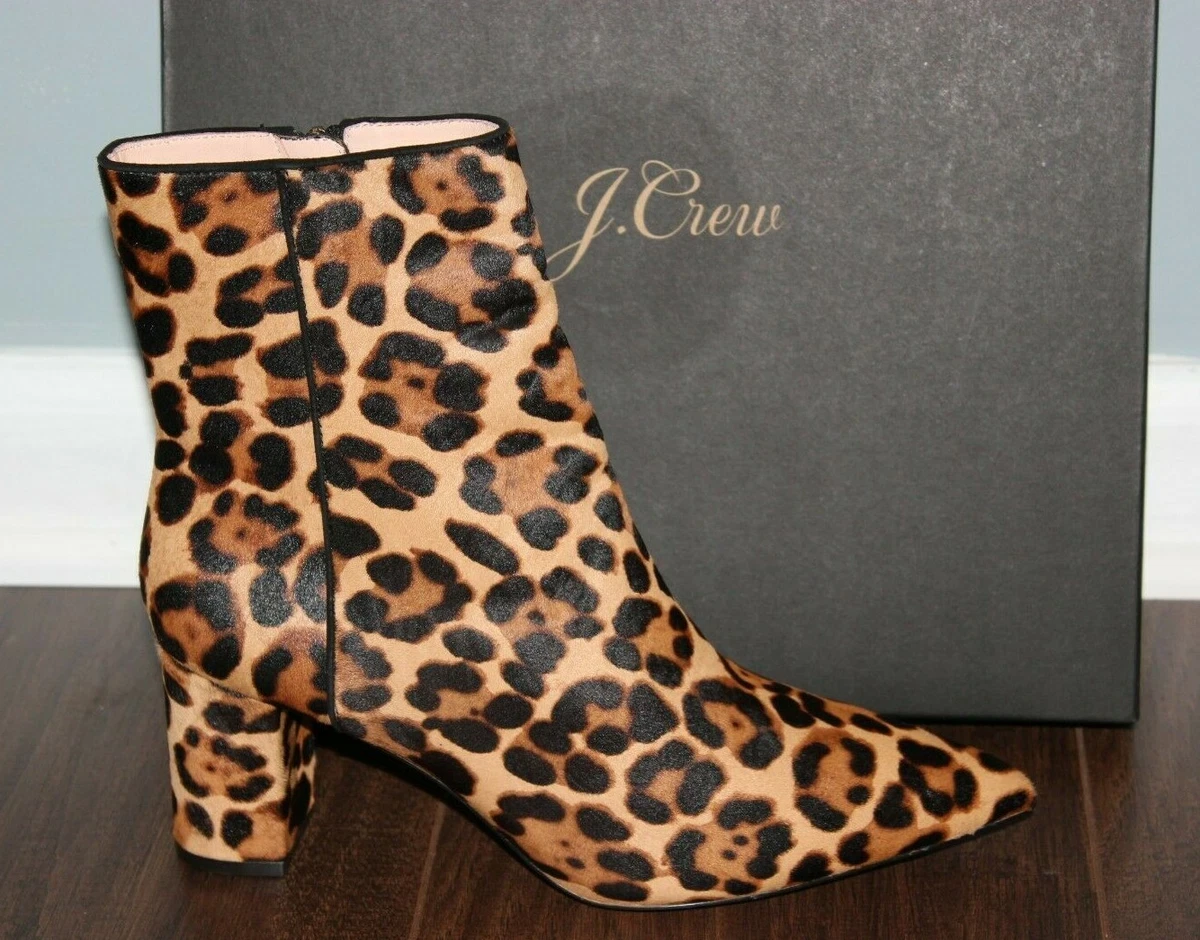 NWT J.Crew Pointed Toe Sadie Boots in Leopard Calf Hair Sz 8.5 Shoes AB113 258