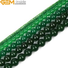 Round Green Jade Gemstone Loose Spacer Beads Jewellery Making Strand 15" Charka