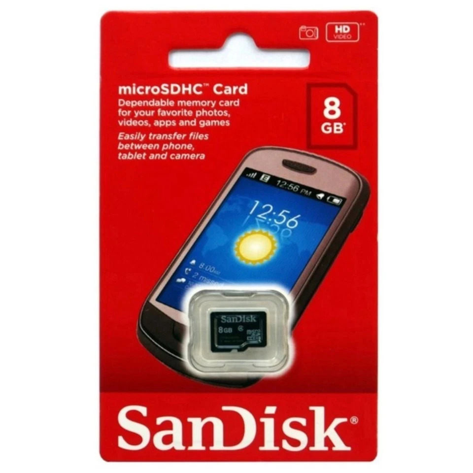 SANDISK - Carte Mémoire Micro SD SDHC 8 Gb - Dispo aussi 16 32 64 128 ou 256 Go - Photo 1/1