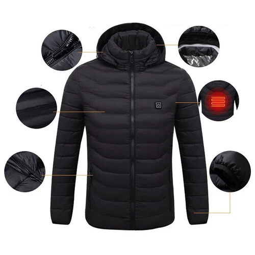 Men Women Electric Coat Heated Jacket USB Winter Warm Up Heating Pad Body Warmer - Picture 7 of 17