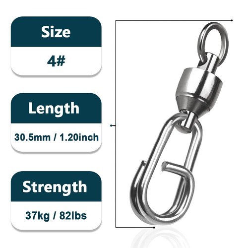 Ball Bearing Swivels with Snaps 25~100Pcs Stainless Split Ring Lure Connectors - Picture 11 of 15