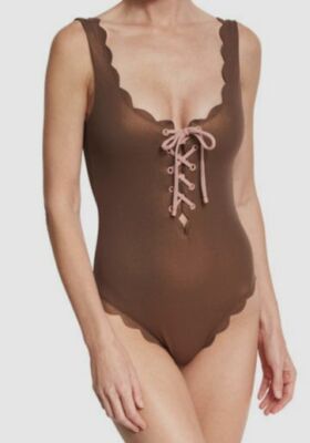 $363 Marysia Women's Brown Palm Spring Tie Maillot One Piece Swimsuit Size XS