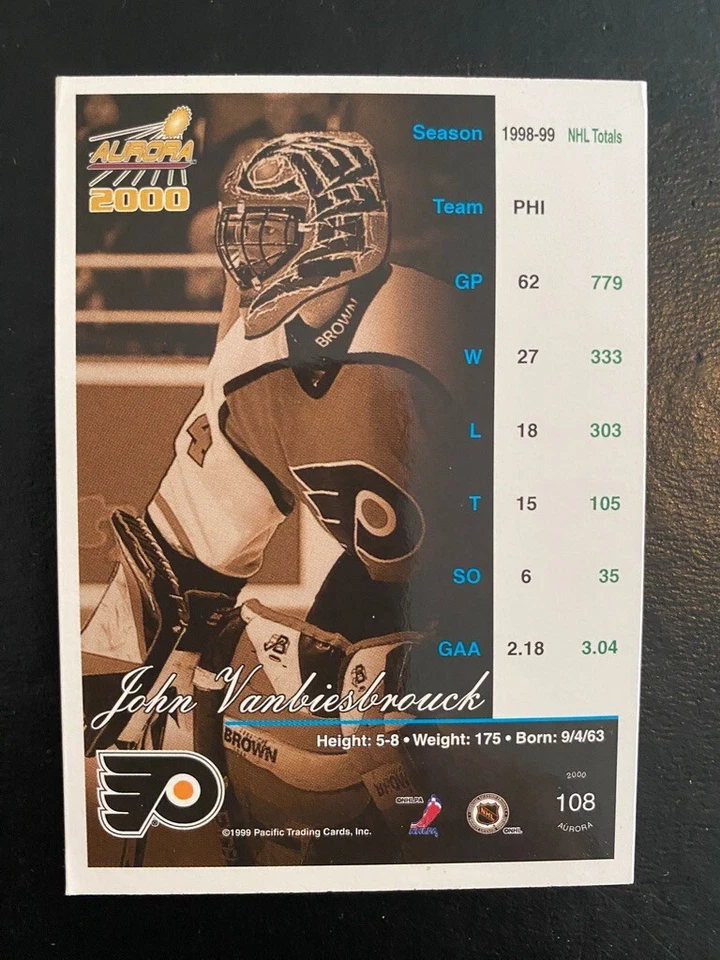 John Vanbiesbrouck 1999-00 Aurora #108 Philadelphia Flyers - Image 2 of 2