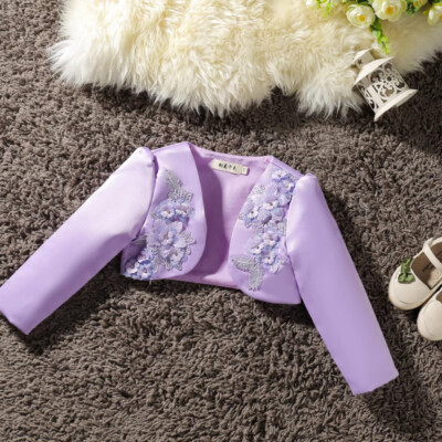 Girls Kids Satin Shrug Bolero Crop Tops Floral Coat Jacket for Party Dress Shrug