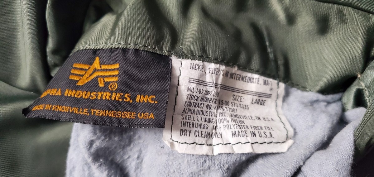 vintage alpha industries ma-1 bomber jacket Green USAF Large