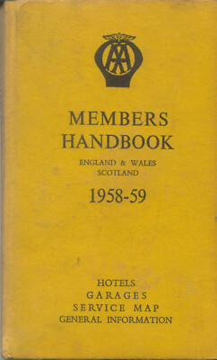 AA Book Automobile Association Handbook England & Wales & Scotland 1958-59